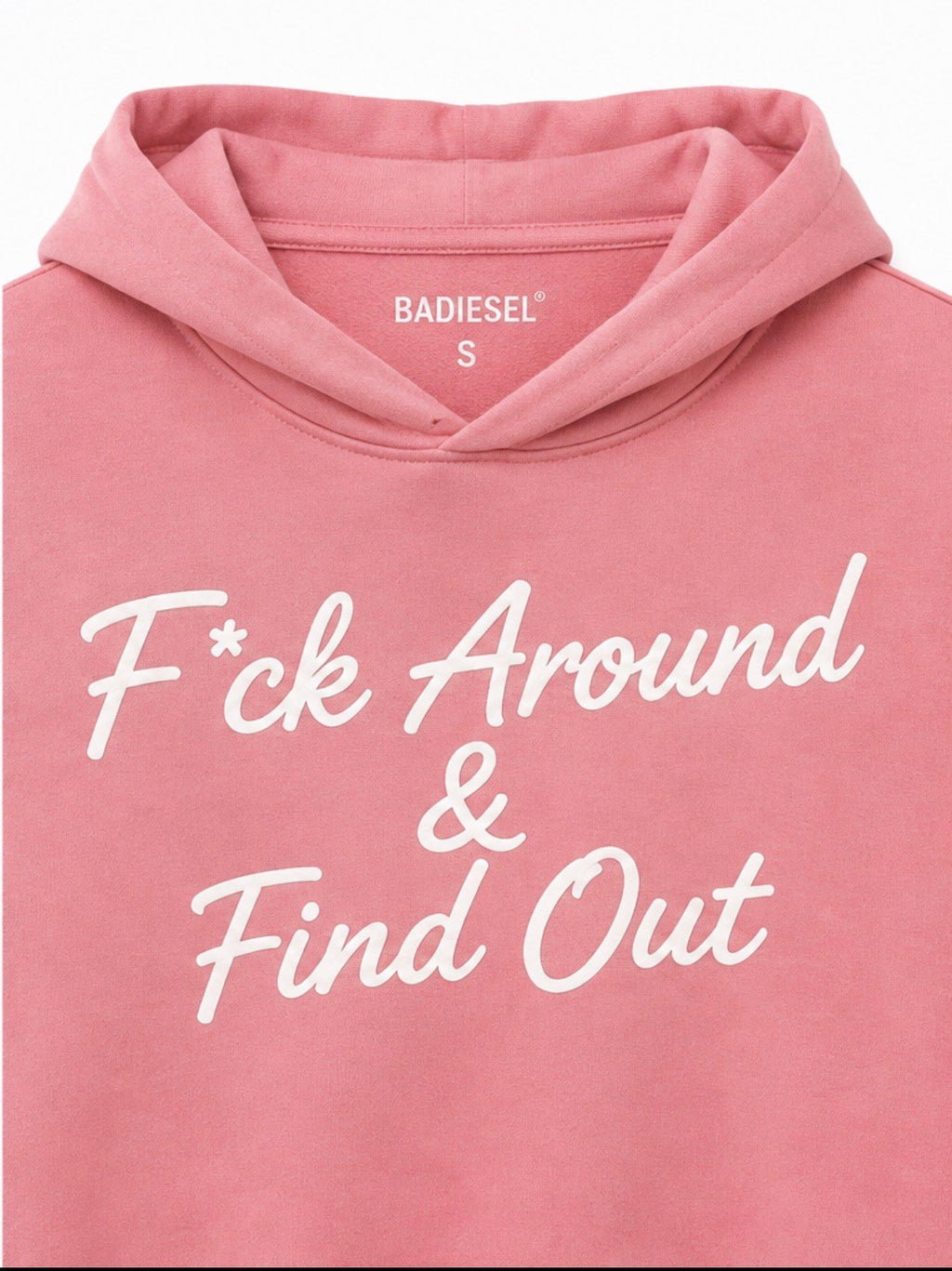 F*ck Around & Find Out women’s crop top pink hoodie.