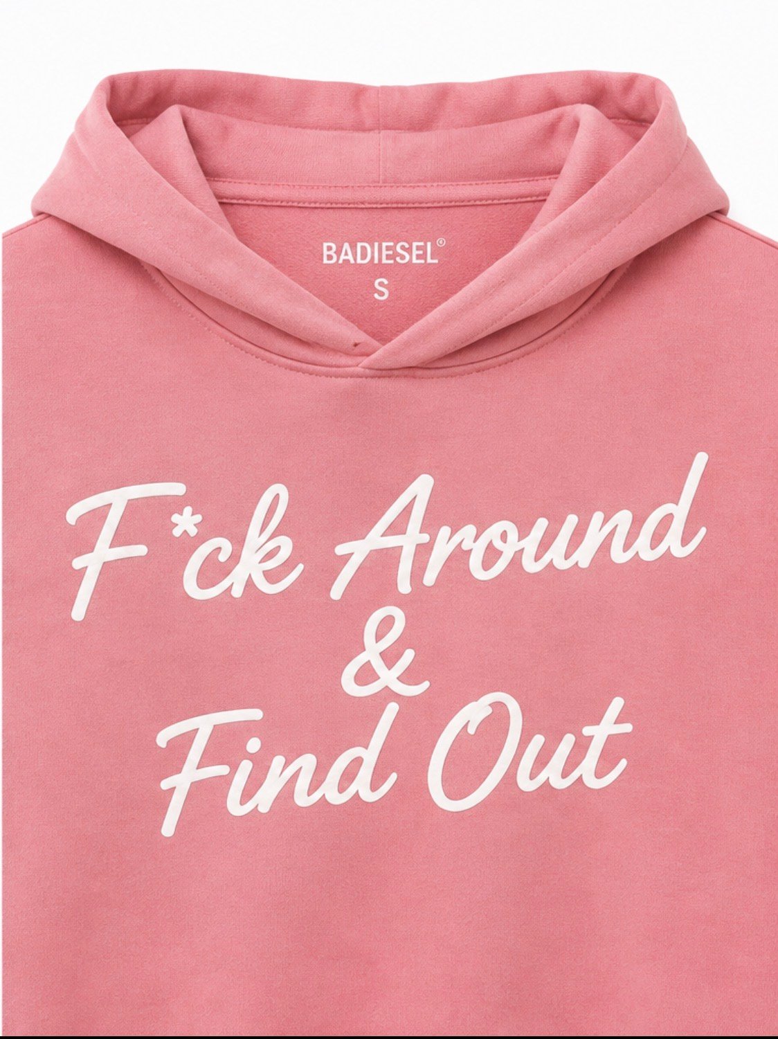 F*ck Around & Find Out women’s crop top pink hoodie.