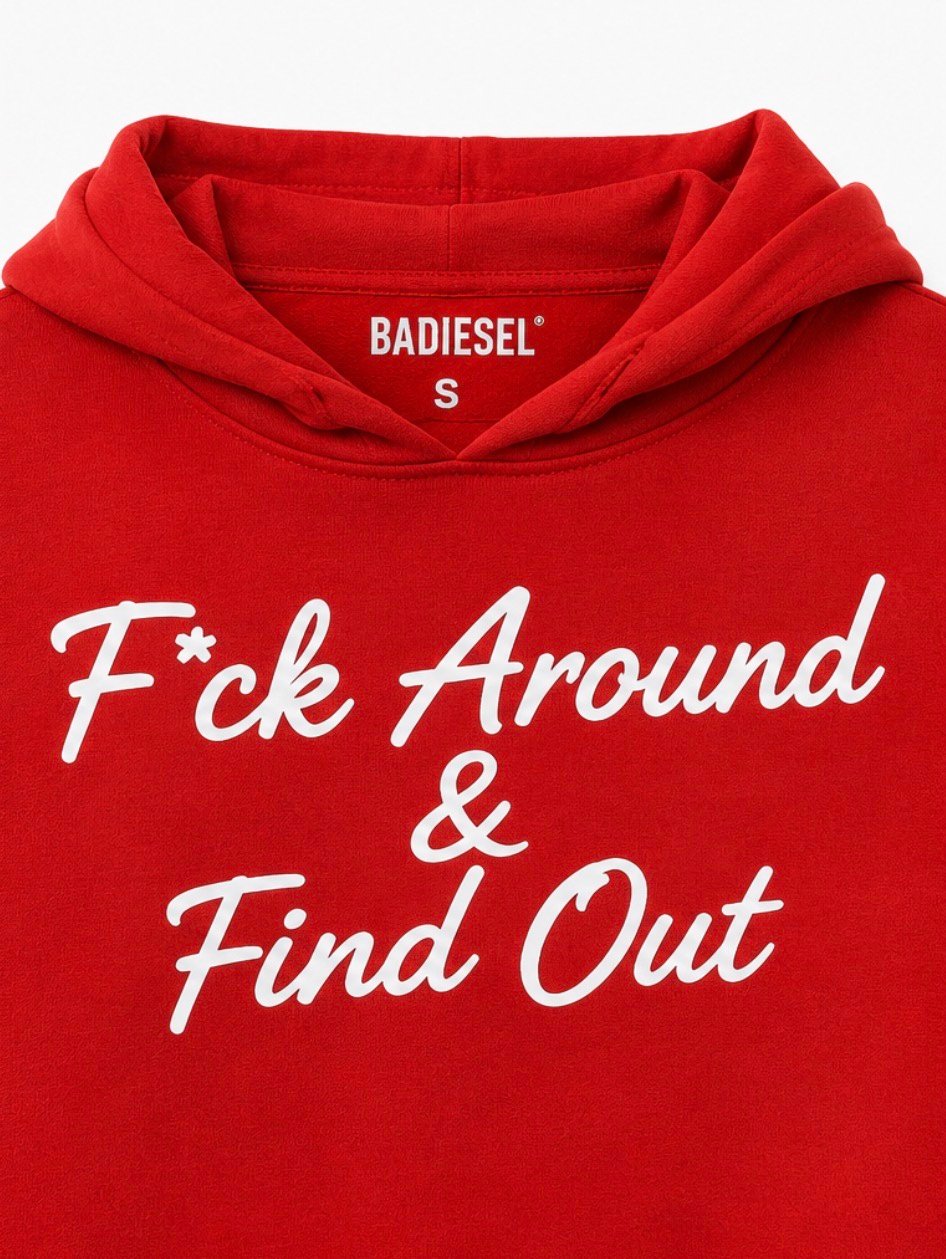 F*ck Around & Find Out women’s crop top red hoodie.