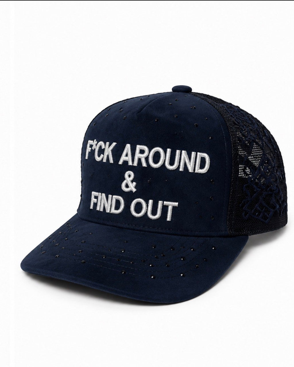 F*ck Around & Find Out rhinestones Snapback dark blue