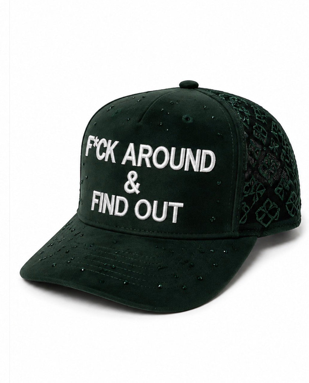 F*ck Around & Find Out rhinestones green Snapback