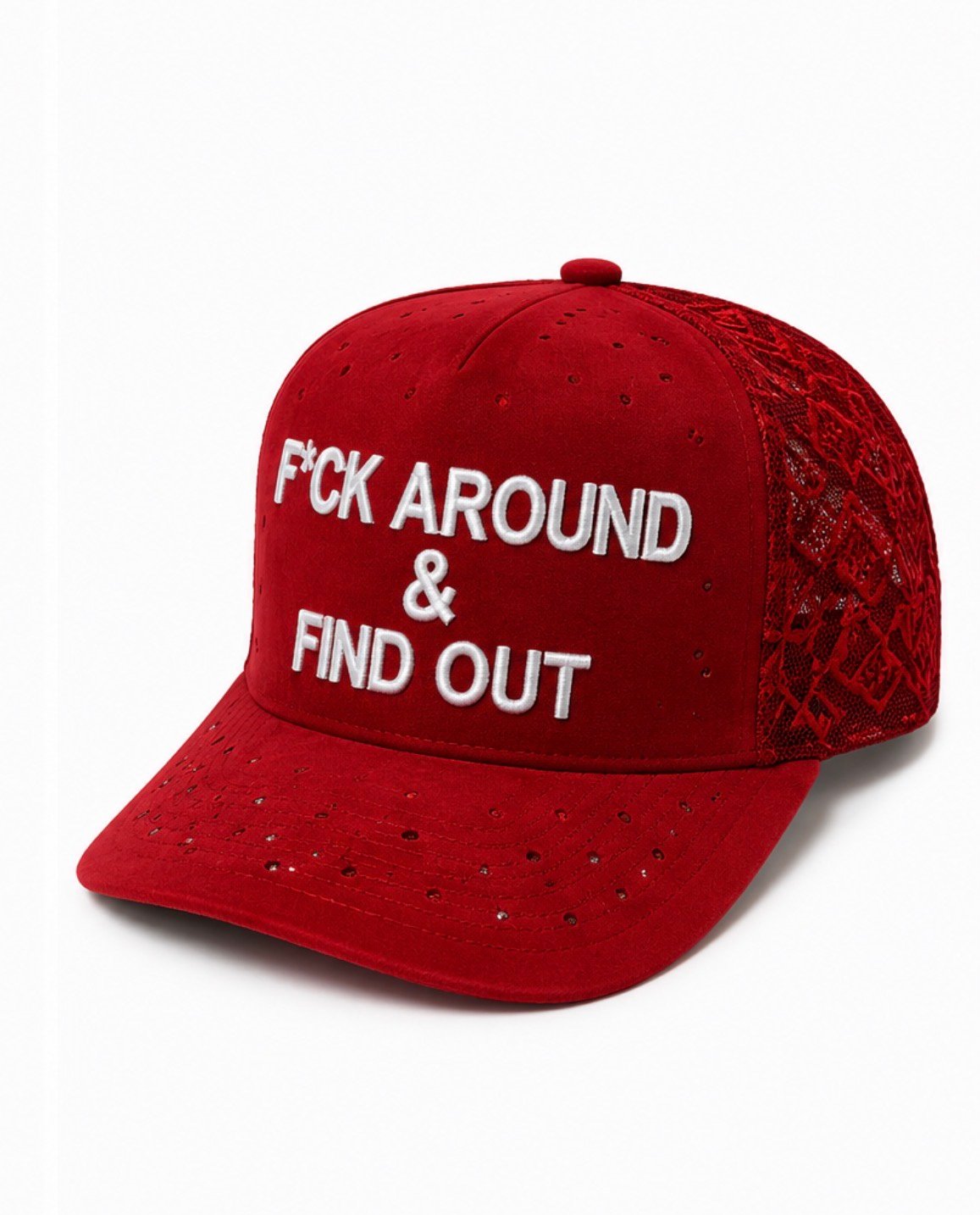 F*ck Around & Find Out rhinestones Snapback red