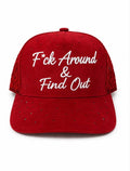 F*ck Around & Find Out cursive rhinestones red SnapBack