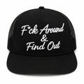 F*ck Around & Find Out cursive mesh black