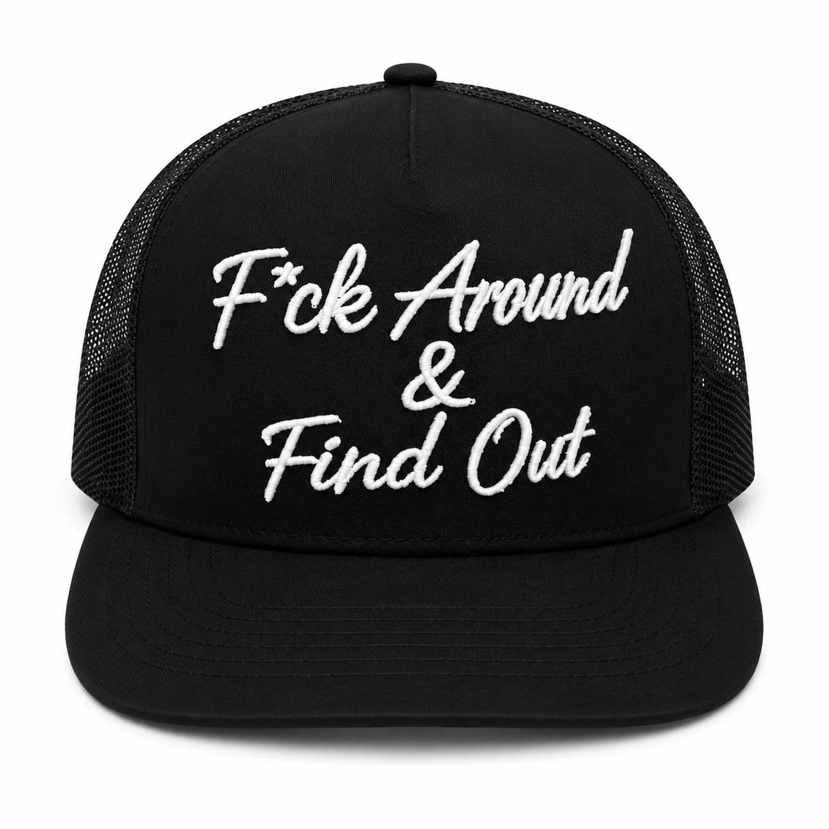 F*ck Around & Find Out cursive mesh black