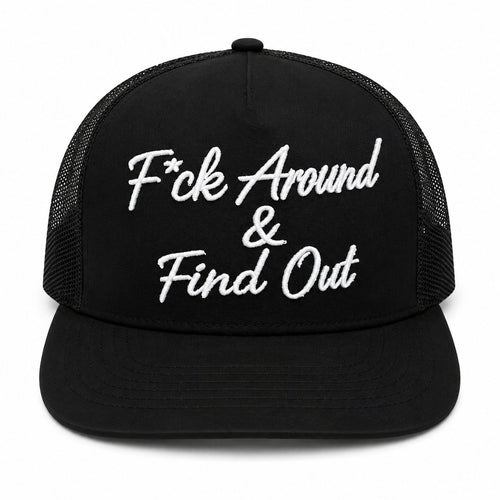 F*ck Around & Find Out cursive mesh black