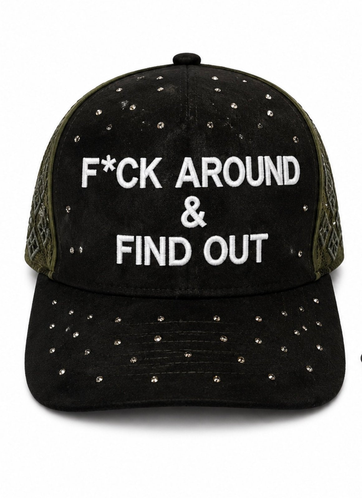 F*ck Around & Find Out rhinestones Snapback green