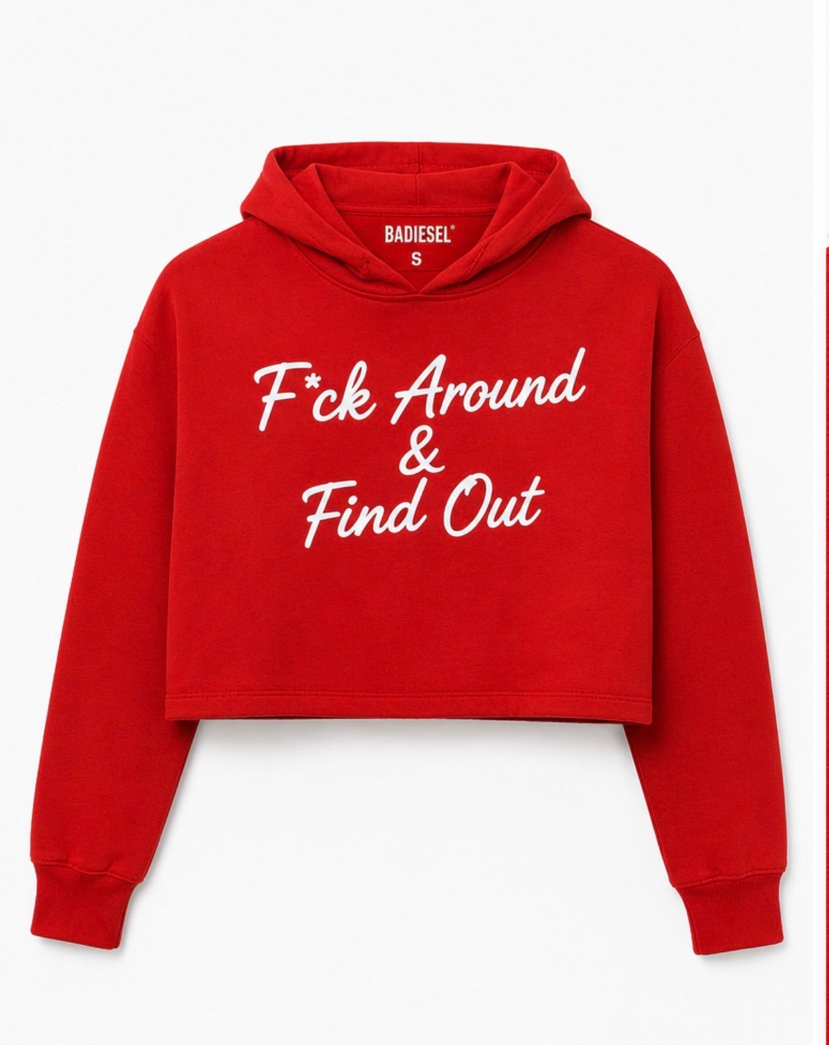 F*ck Around & Find Out women’s crop top red hoodie