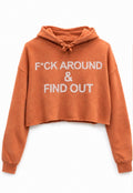 F*ck Around and Find Out Women’s pink crop top hoodie