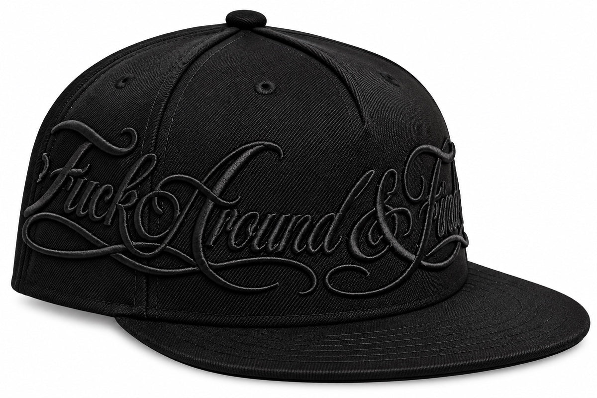 FAFO snapback hat with black embroidery - angle
