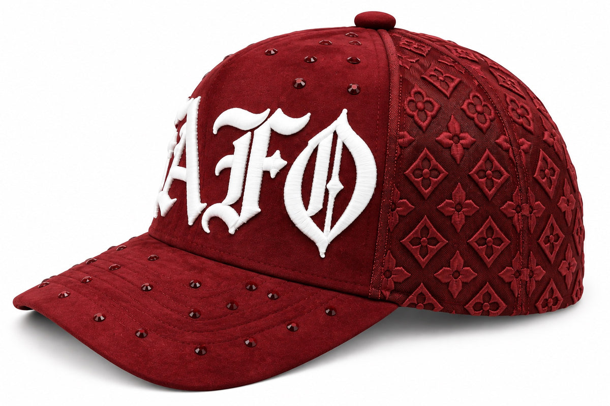 FAFO luxury hat burgundy angle