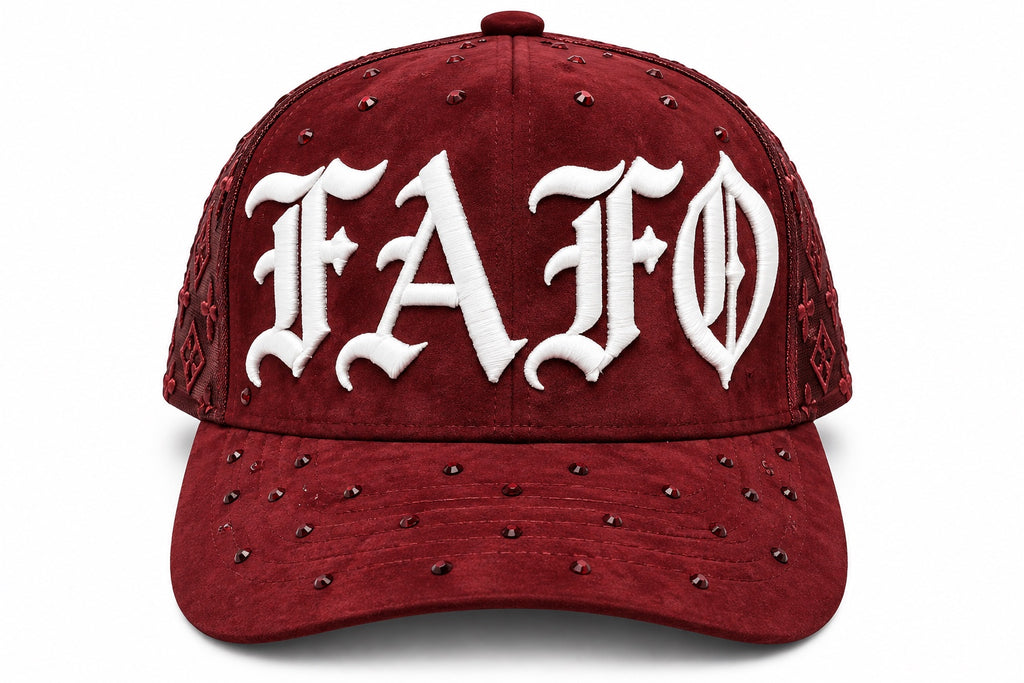 FAFO luxury hat burgundy front