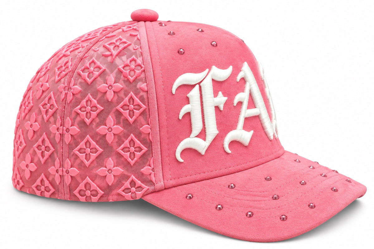 FAFO luxury hat pink left angle
